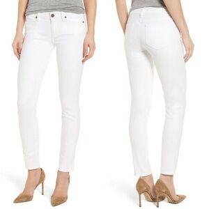 PAIGE Skyline Ankle Peg Jeans White Size 27 Elegant White Skinny Jeans for Women